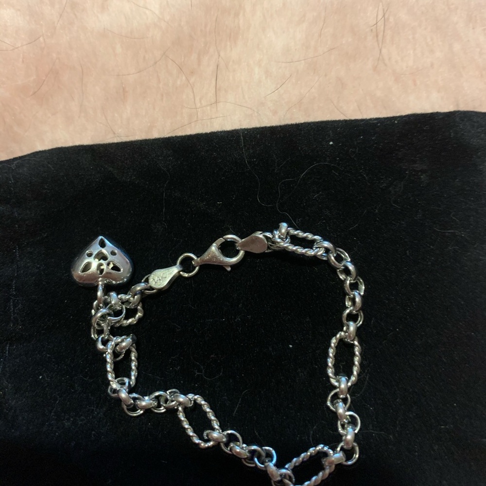 - Estate 14k wh gold chain link bracelet w heart